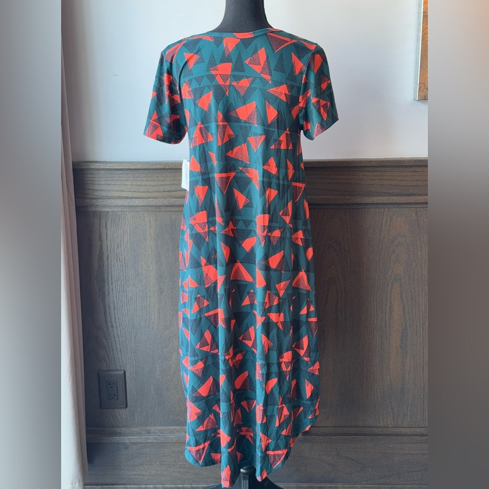 Lularoe Carly dress. Orange and blue geometric pattern size small - Picture 5 of 6